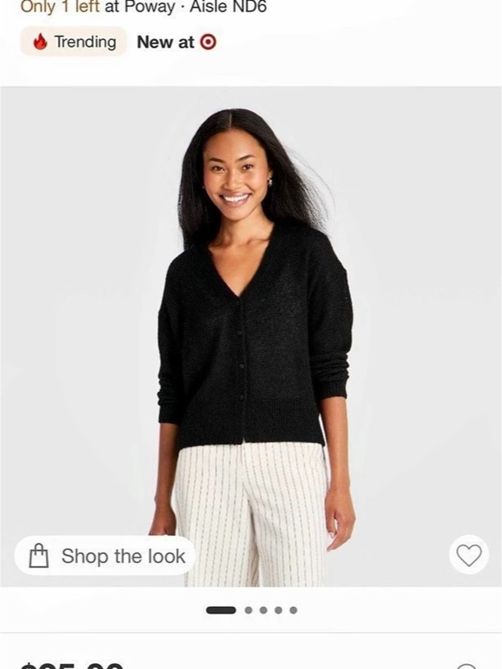 a.new.day Women'Small Airy Knit Button-Up Cardigan Sweater Black Small NWT